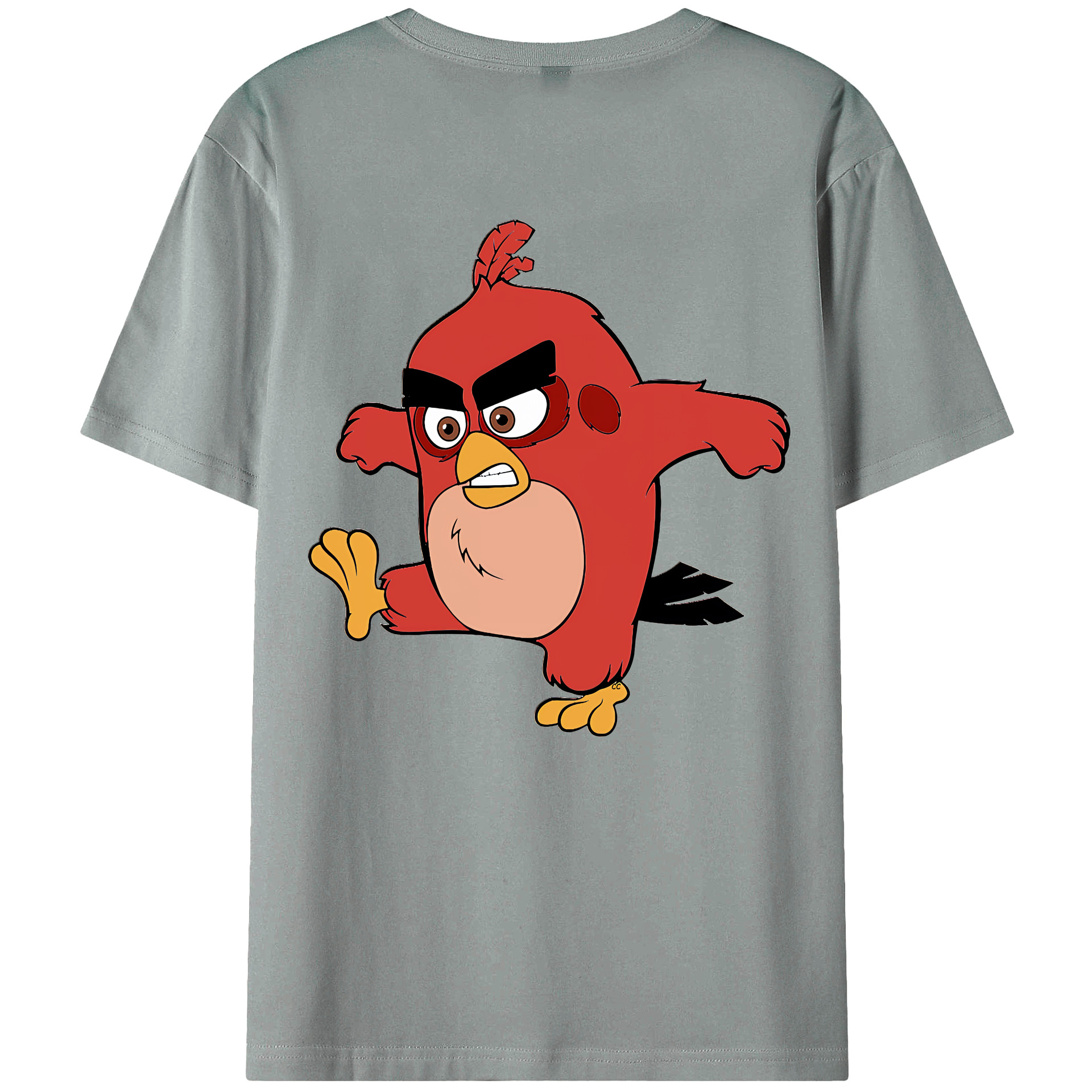 （画像用） Angry Birds アングリーバード 綿100％ メンズ半袖Tシャツ（バックプリント） 通気性